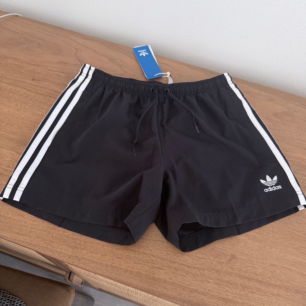 Adidas Originals Mens Adicolor 3-Stripes Swim Shorts Black JD0957 Size S 5in